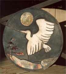 heron raku clay mural Dianne Wilson